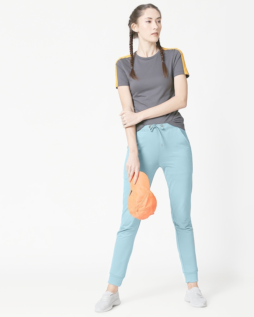 Shop Women's Sky Blue Slim Fit Casual Jogger Pants-Full