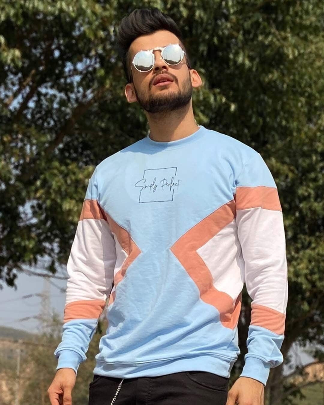 Shop Sky Blue Simply Perfect Printed Full Sleeves T-Shirt-Front