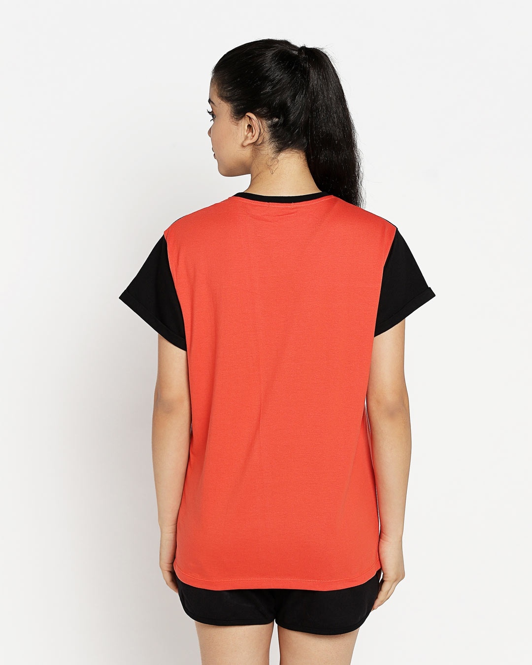 Shop Smoke Red 90's Vibe Asymmetric Three Panel Boyfriend T-Shirt