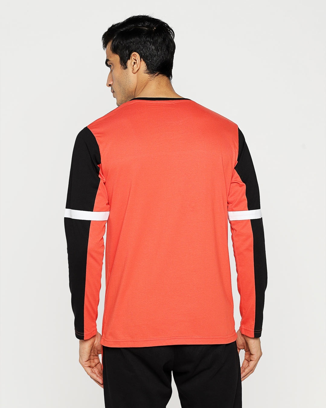 Shop Smoke Red 90's Vibe Full Sleeves Plain Two Panel T-Shirt