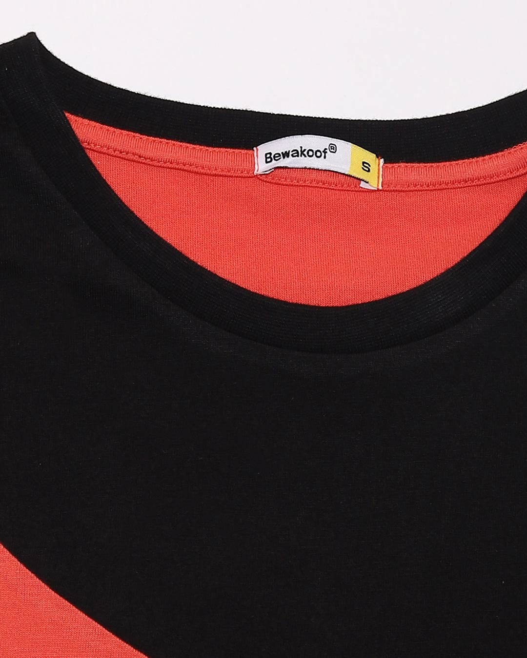 Shop Smoke Red- Black Color Block Boyfriend T-shirt