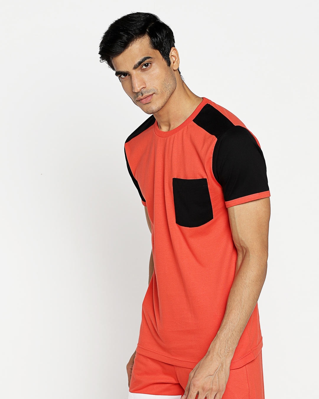 Shop Smoke Red Men's 90'S Vibe Half Sleeves Two Panel T-Shirt-Design