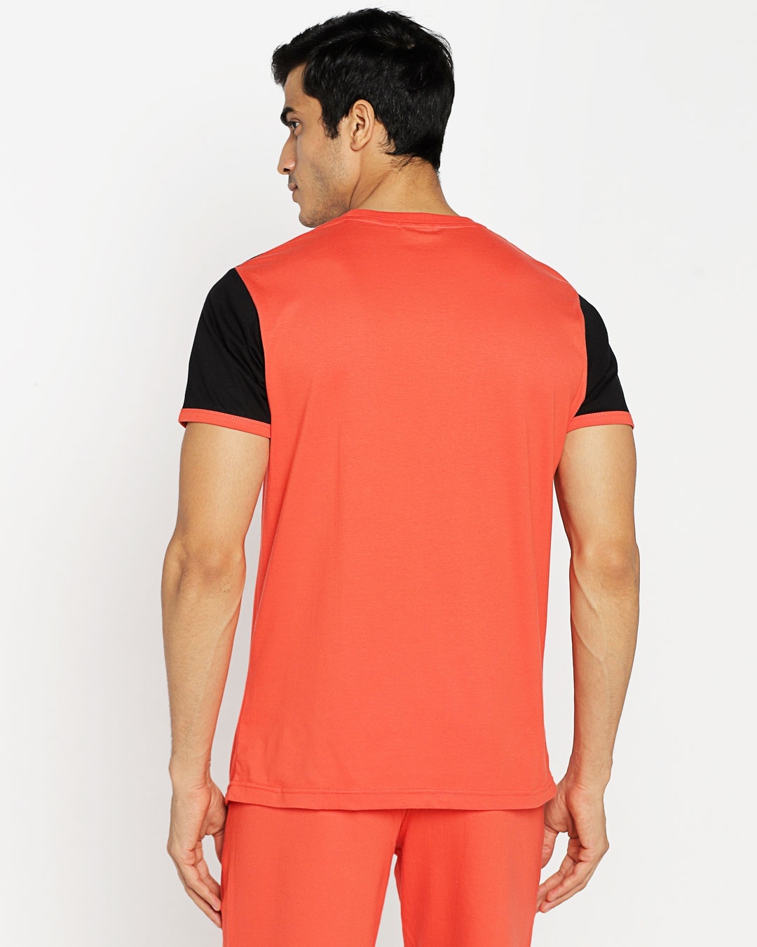 Shop Smoke Red Men's 90'S Vibe Half Sleeves Two Panel T-Shirt-Full