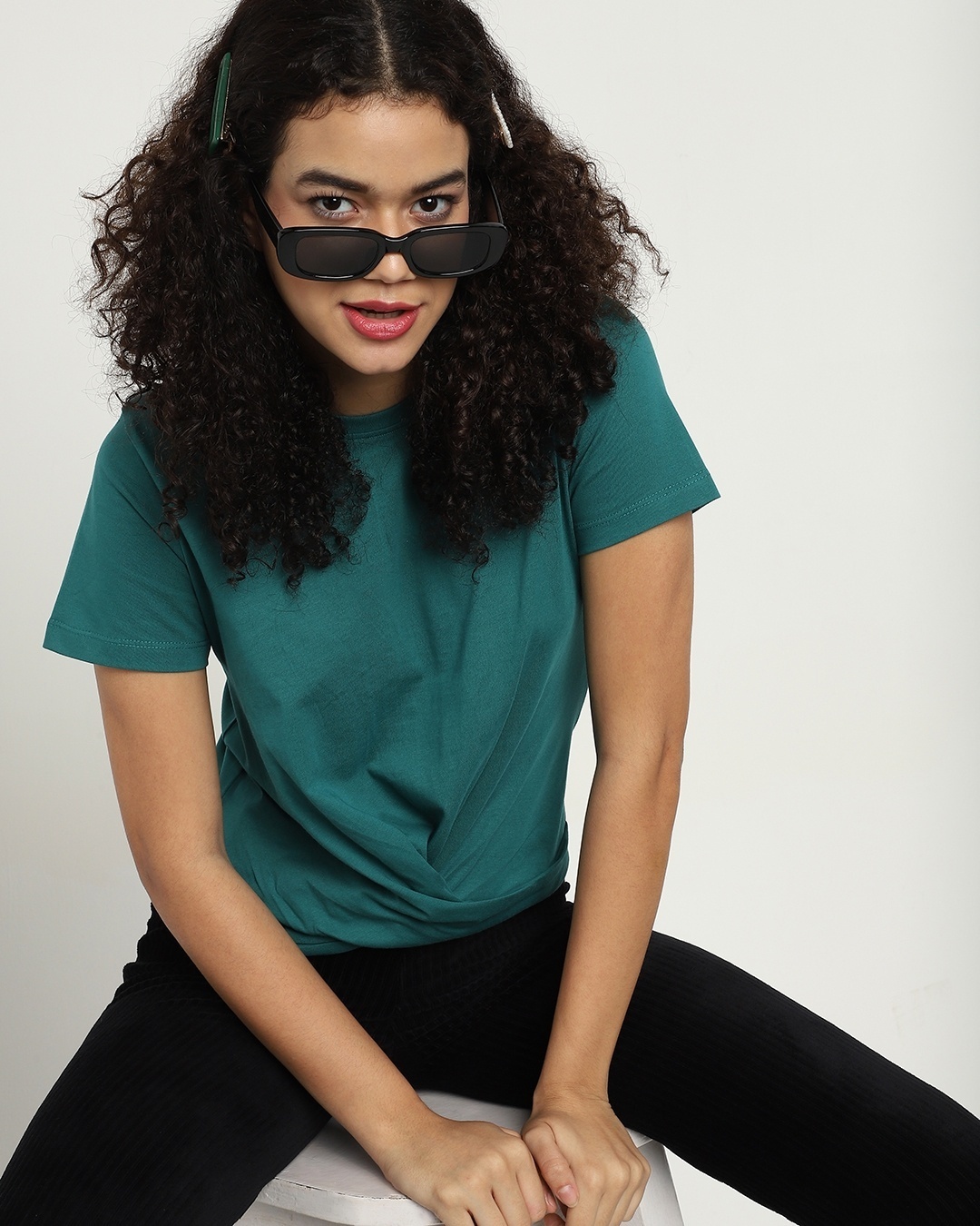 Shop Snazzy Green Wrap Round T-shirt-Front