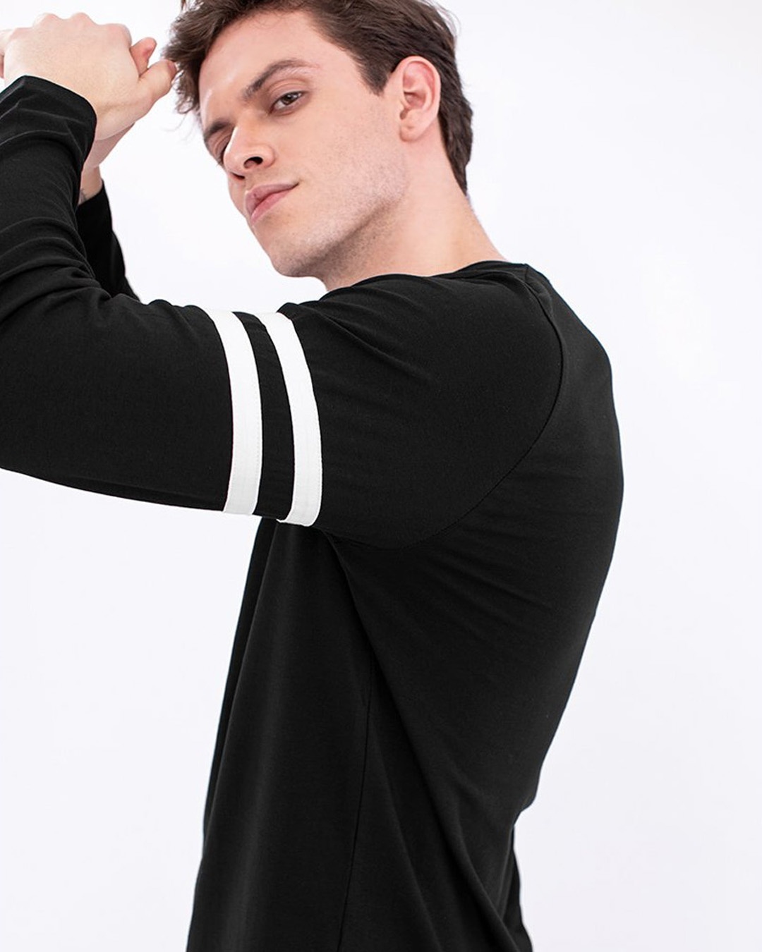 Shop Black Crew Neck Cotton 4 Way Stretch T Shirt-Design