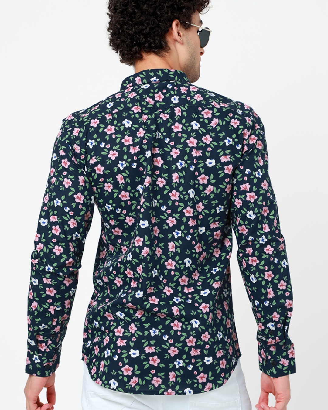 Shop Men's Navy All Over Floral Printed Slim Fit Shirt-Full