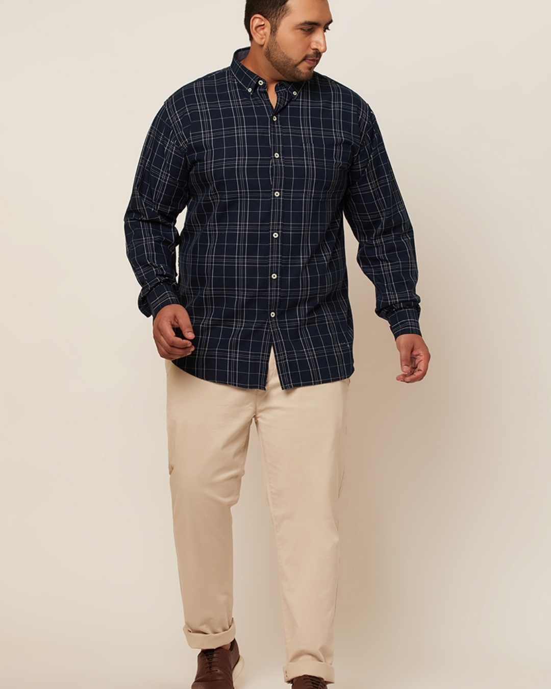 Shop Men's Navy Checked Slim Fit Shirt