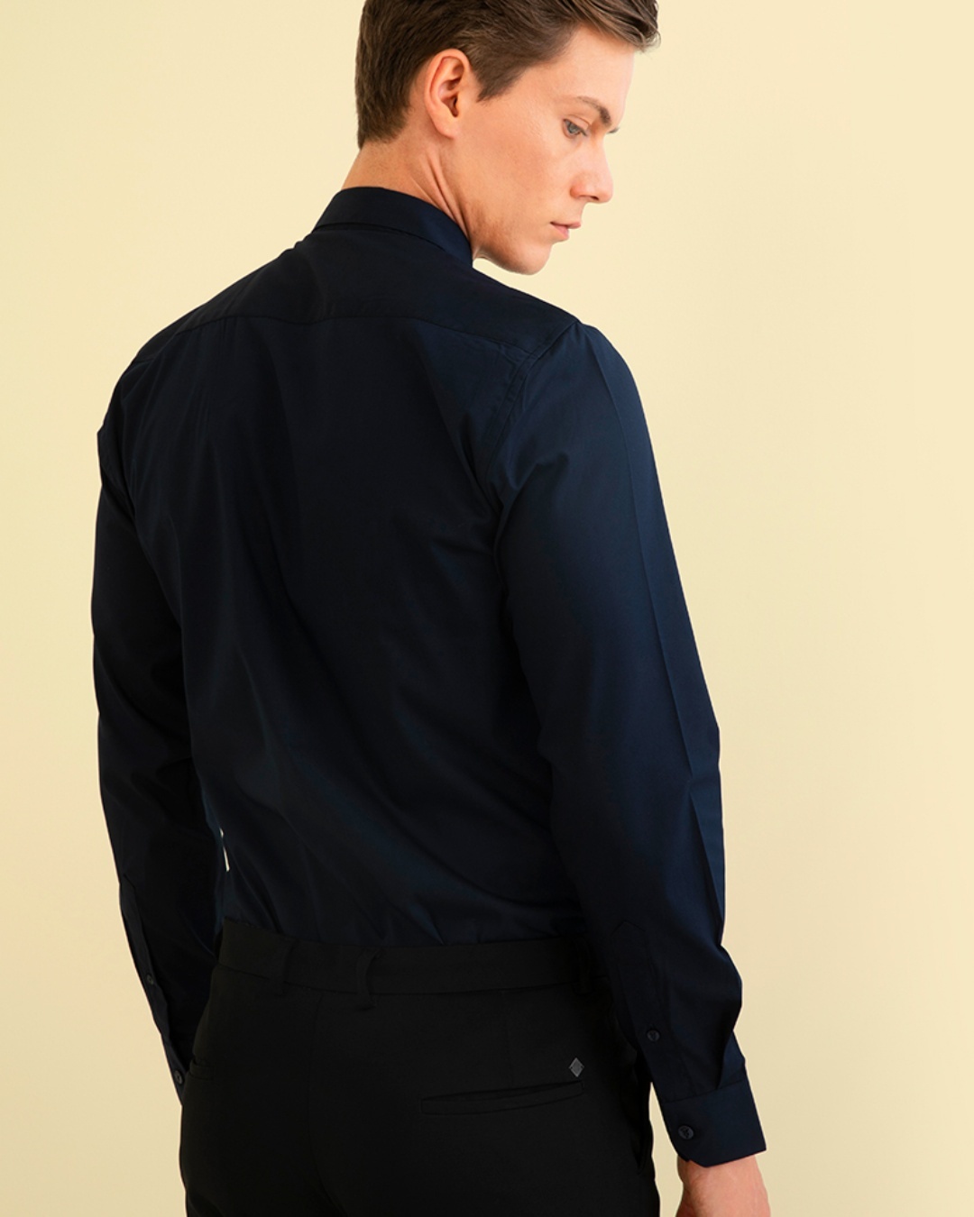 Shop Men's Navy Embroidered Slim Fit Shirt-Design
