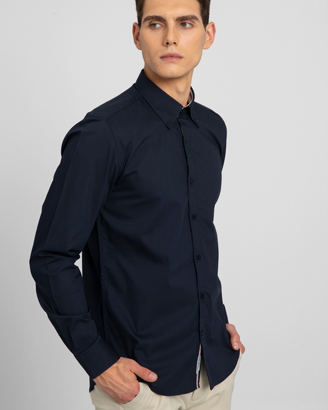 Shop Men's Navy Slim Fit Shirt-Back