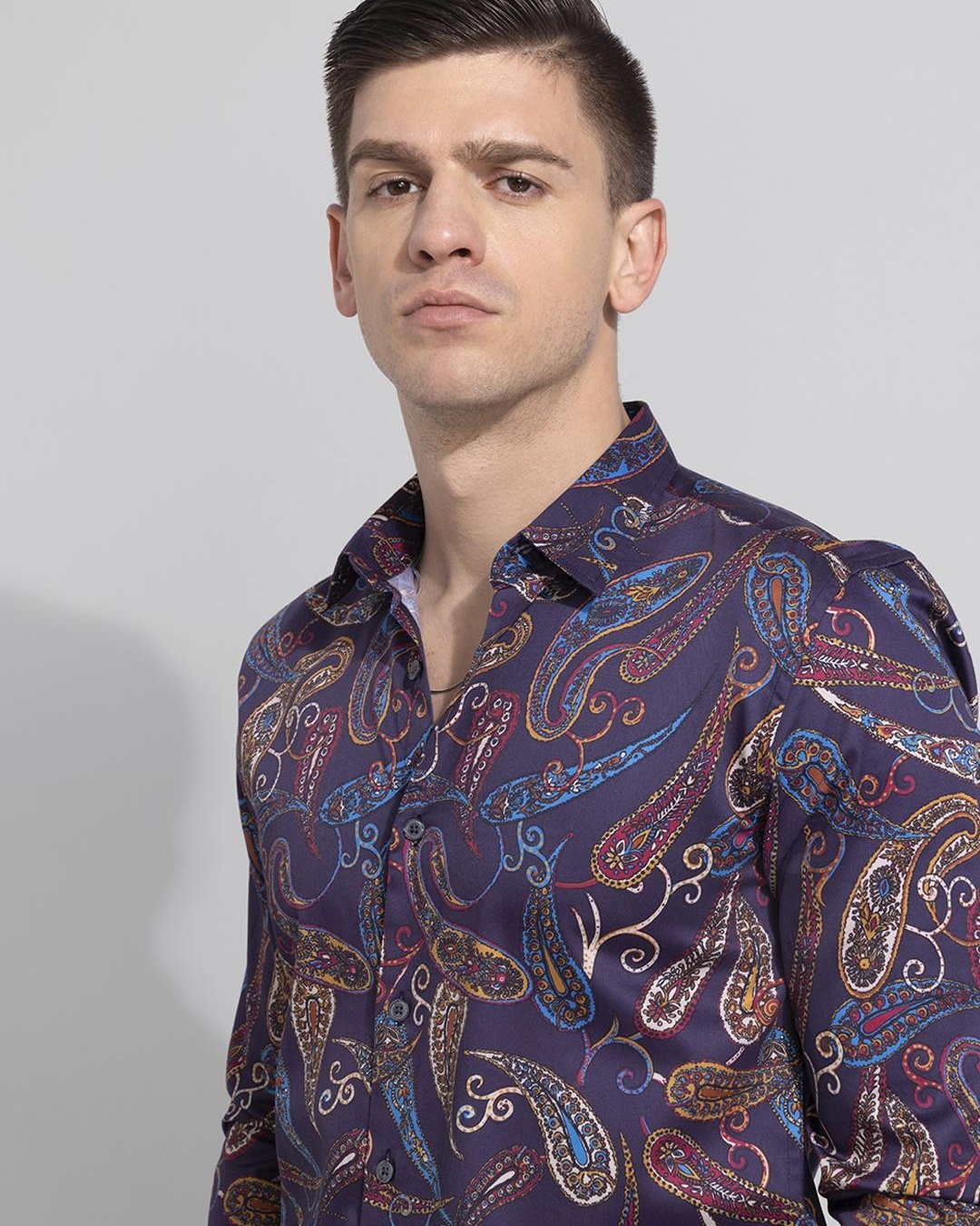 Buy Men's Purple Petal Pop Paisley Slim Fit Shirt for Men Purple Online