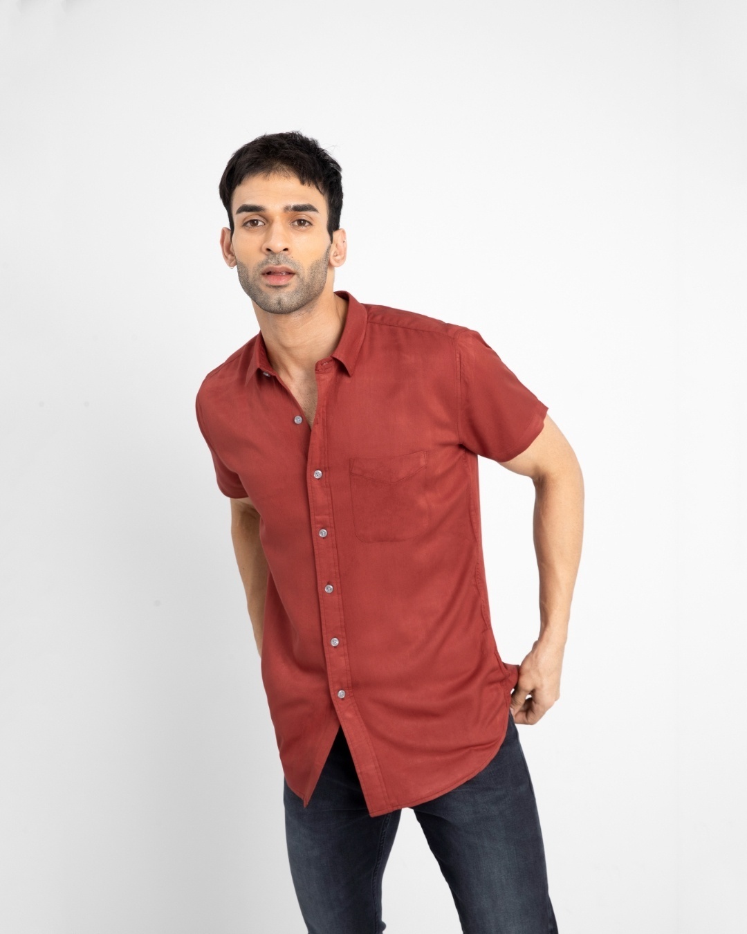 Shop Men's Red Slim Fit Cotton Blend Shirt-Design