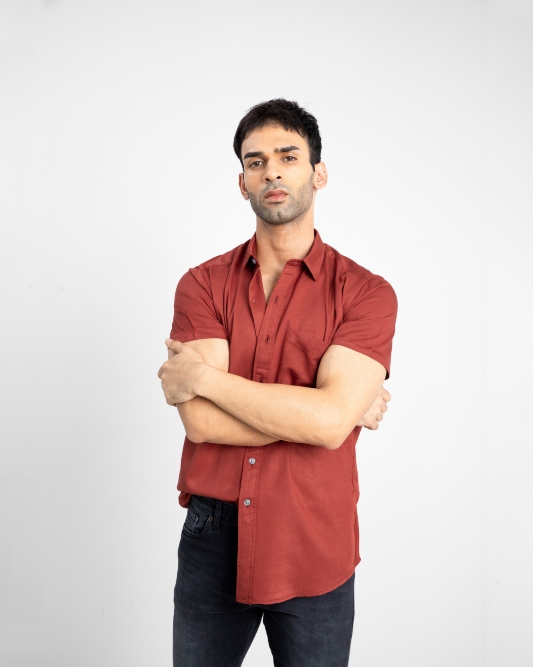 Shop Men's Red Slim Fit Cotton Blend Shirt-Full