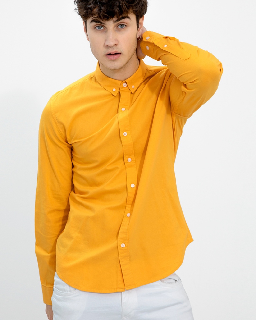 Shop Men's Vistoso Mustard Slim Fit Shirt-Back