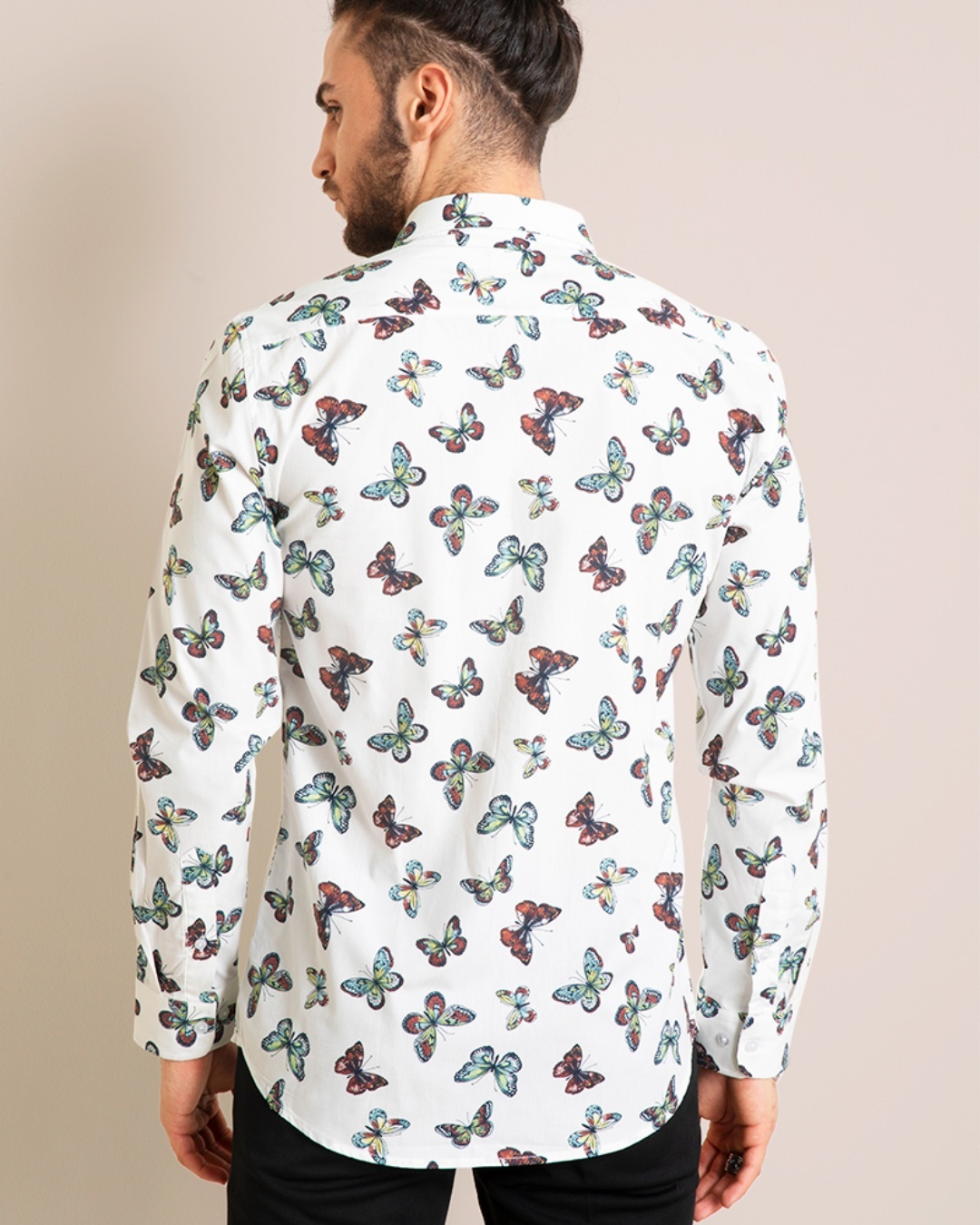 Shop Men's White All Over Butterfly Printed Slim Fit Shirt-Design