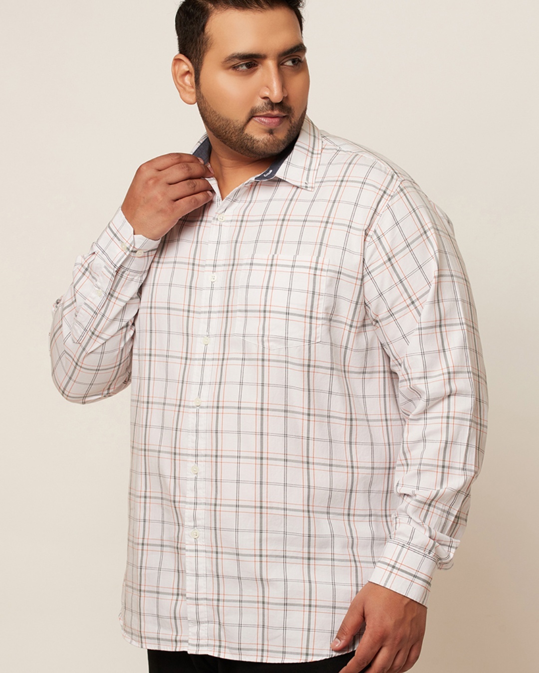Shop Men's White Checked Slim Fit Shirt-Design