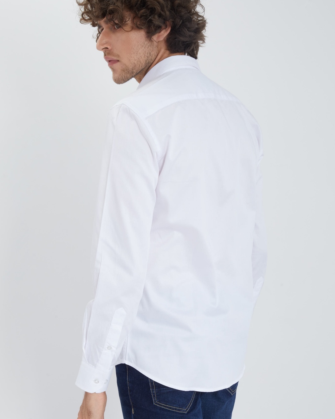 Shop Men's White Embroidered Slim Fit Shirt-Full