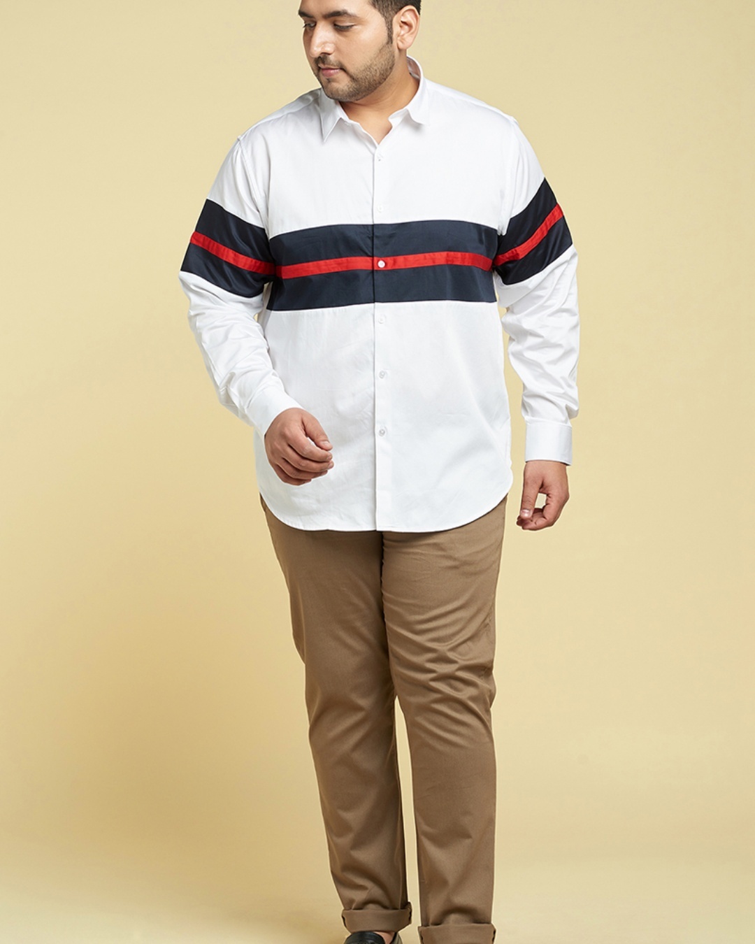 Shop Men's White Embroidered Slim Fit Shirt-Front