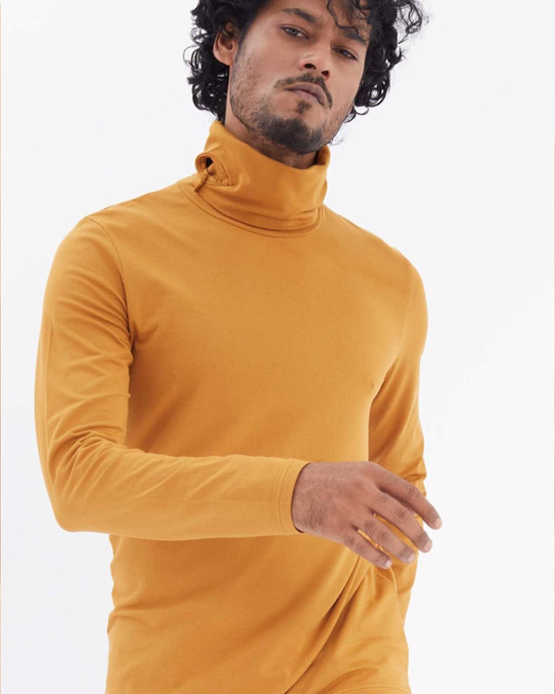 Shop Mustard Full Sleeves T Shirt With Face Cover-Back