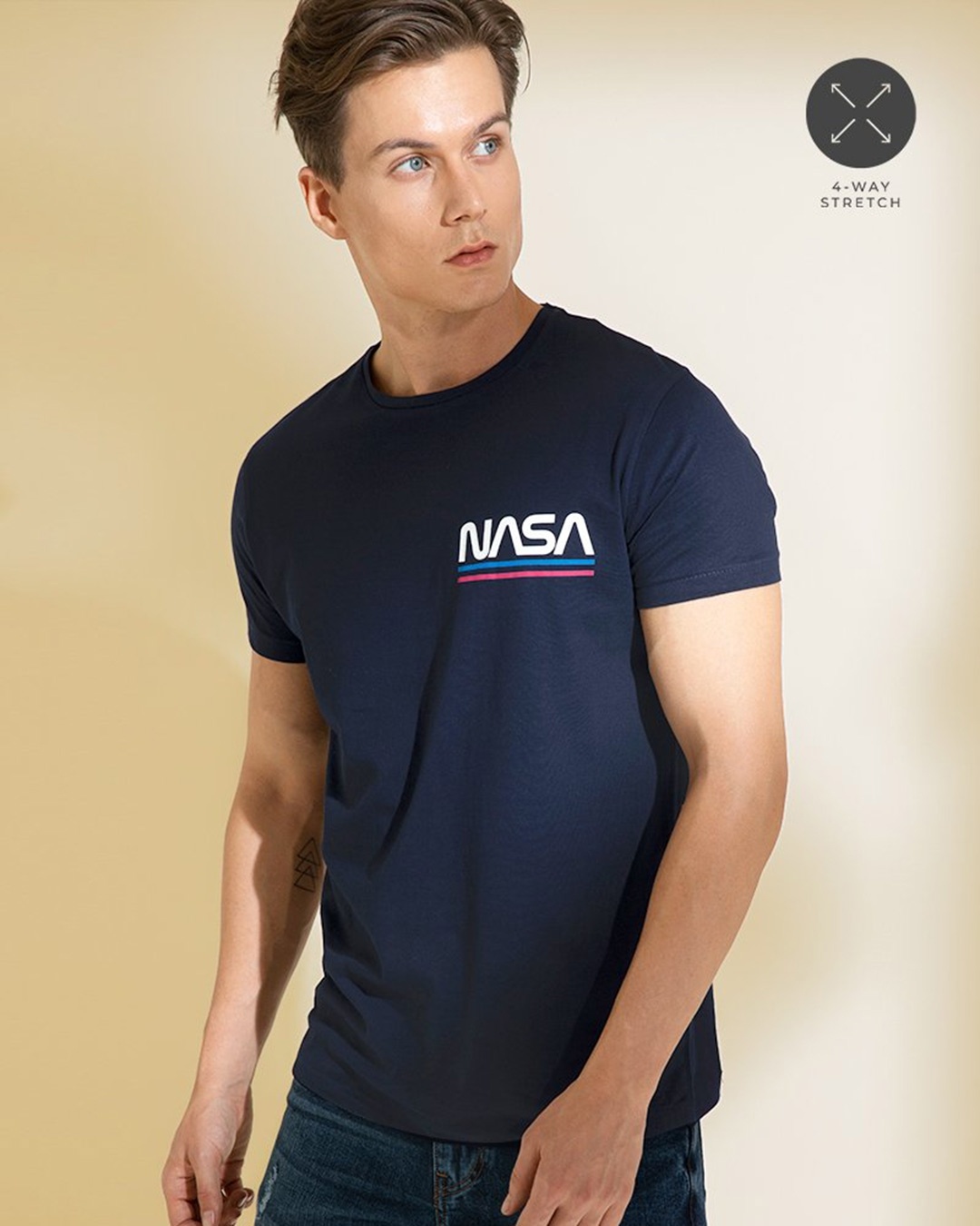 Shop Nasa Navy Graphic T Shirt-Full