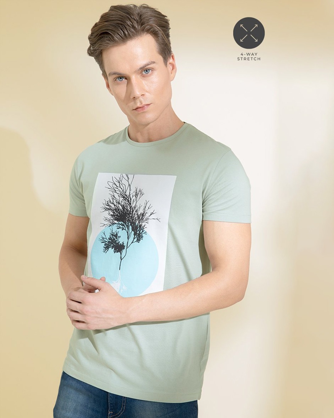 Shop Tree Grey Graphic T Shirt-Front