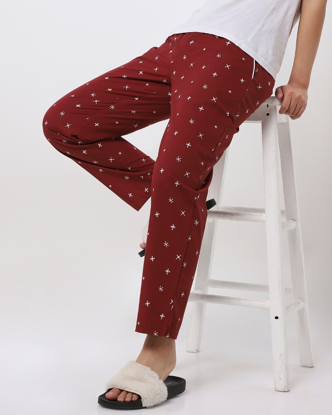 Shop Women's Red Snowflakes AOP Pyjamas-Front