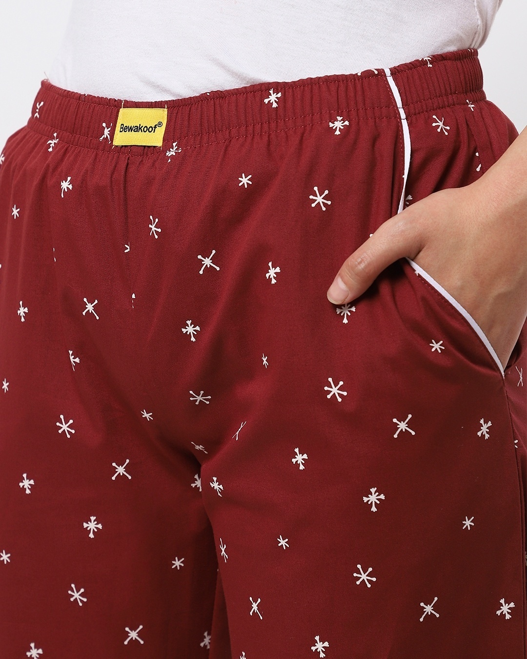 Shop Women's Red Snowflakes AOP Pyjamas