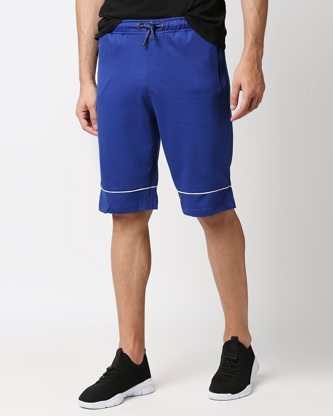 Shop Soda Lite Blue Zipper Pocket Shorts-Front
