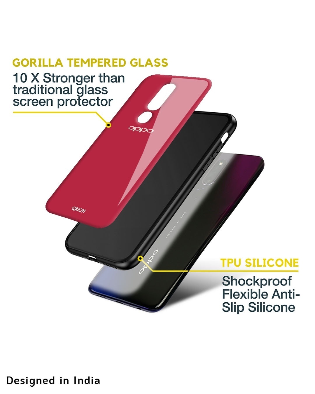 Shop Solo Maroon Premium Glass Case for Oppo F21s Pro (Shock Proof, Scratch Resistant)-Design