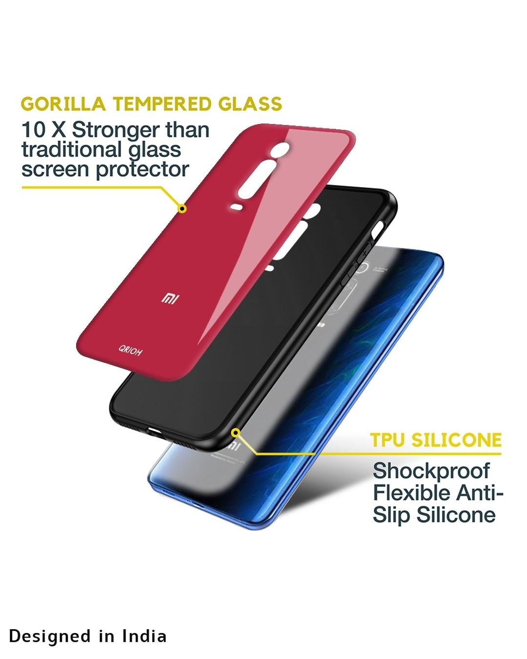 Shop Solo Maroon Premium Glass Case for Redmi A1+ (Shock Proof, Scratch Resistant)-Design