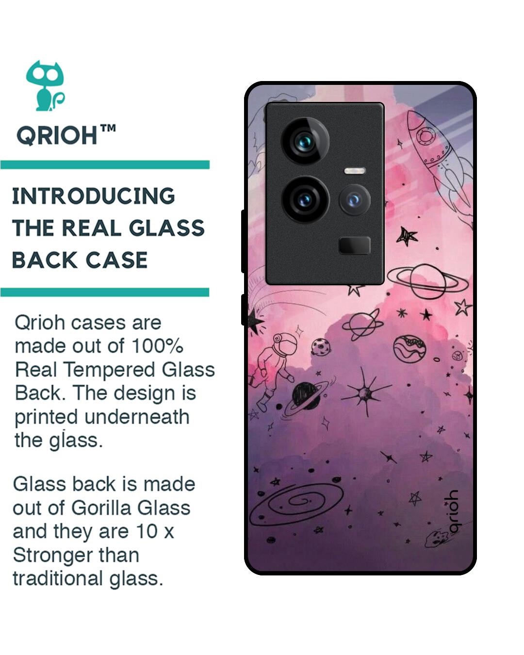 Shop Space Doodles Premium Glass Case for Vivo iQOO 11 (Shock Proof, Scratch Resistant)-Back