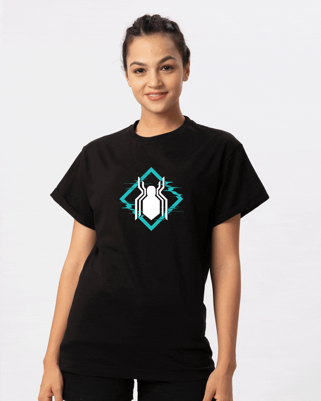 Shop Spidey Logo Glow In Dark Boyfriend T-Shirt (FFHL) ( GID )-Front