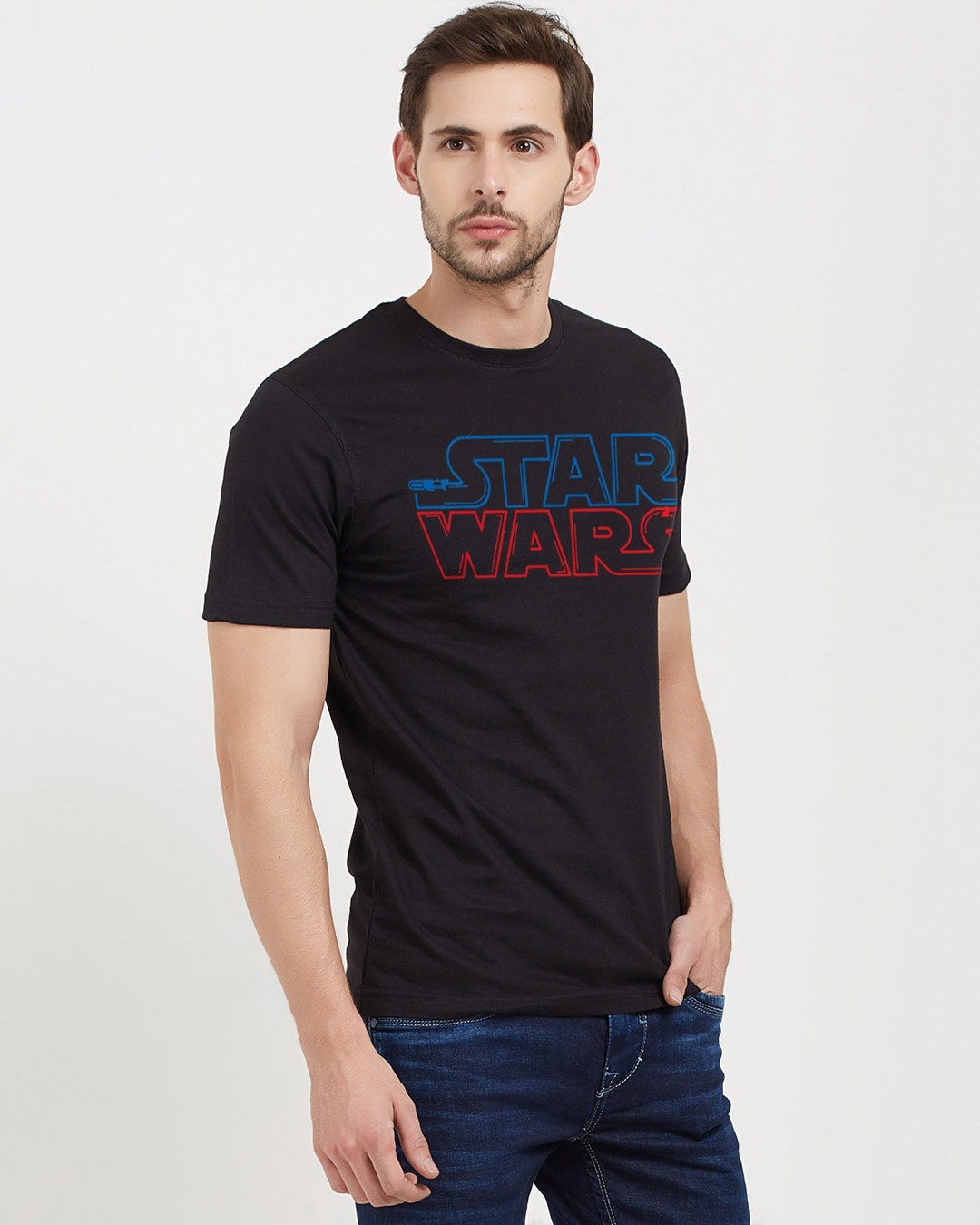 Shop Star Wars: Saber Logo Official Star Wars Cotton Half Sleeves T-Shirt-Design