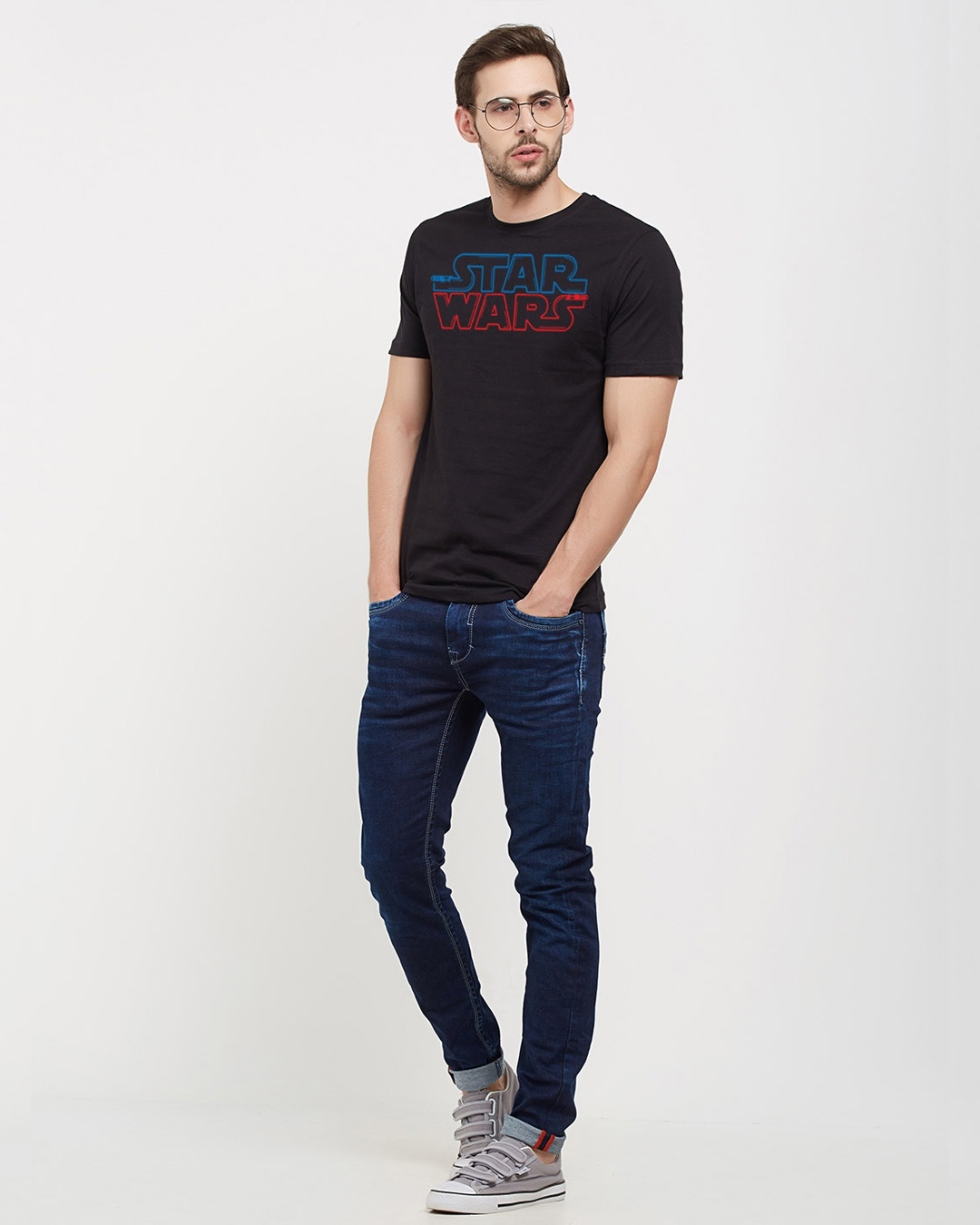 Shop Star Wars: Saber Logo Official Star Wars Cotton Half Sleeves T-Shirt-Full