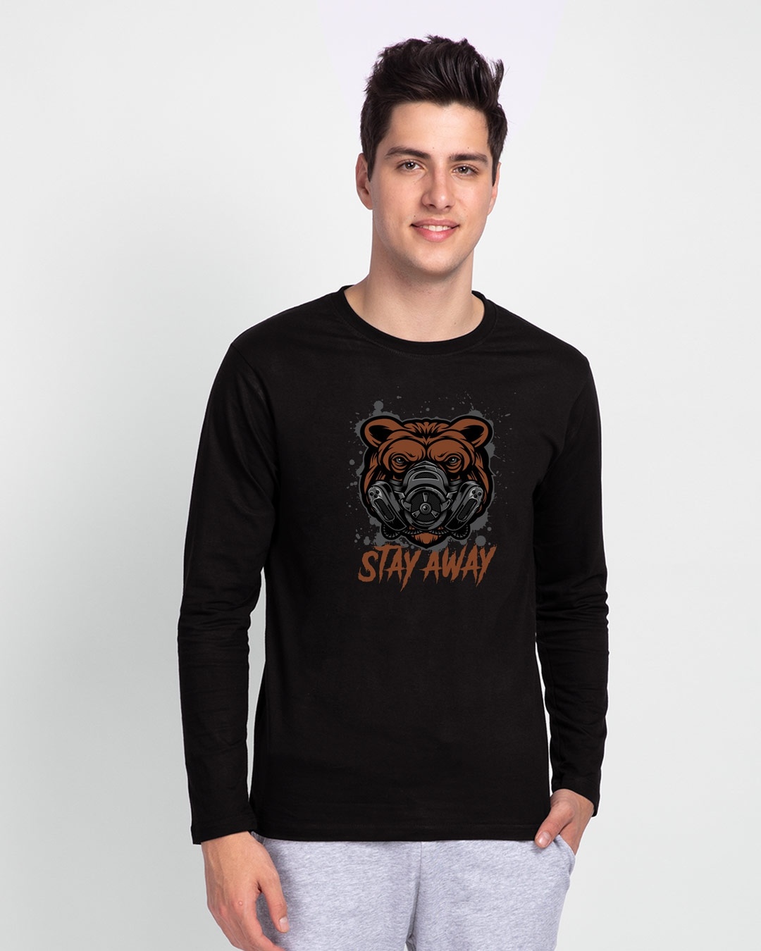 Shop Stay Away Bear Full Sleeve T-Shirt-Back
