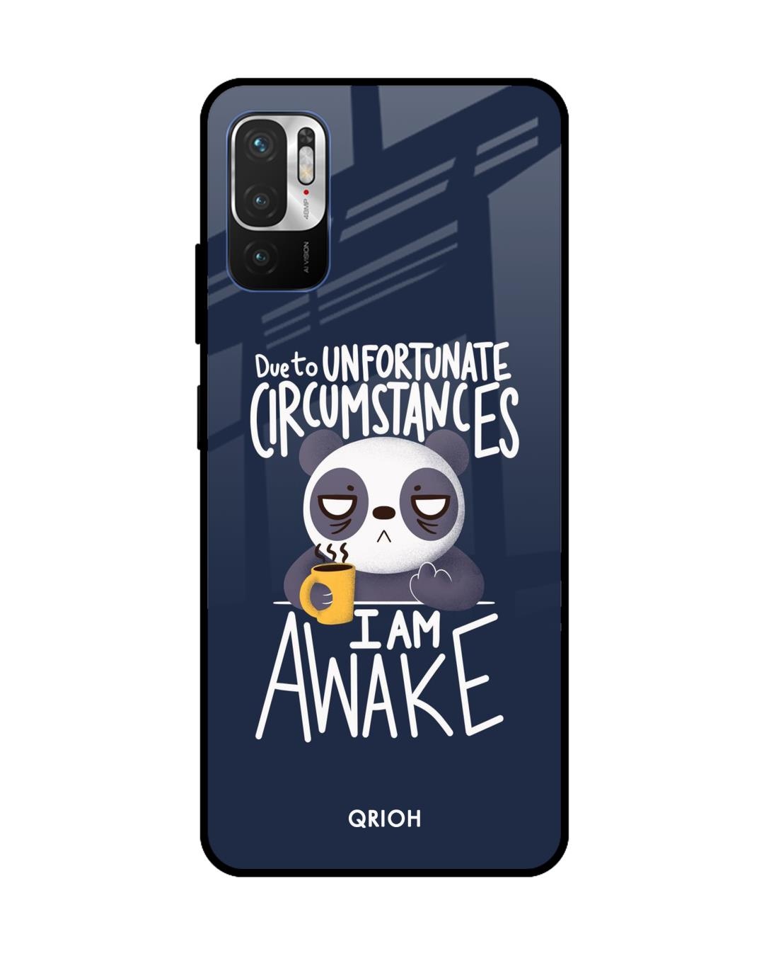 Shop Struggling Panda Typography Premium Glass Cover For Redmi Note 10T 5G (Matte Finish)-Front