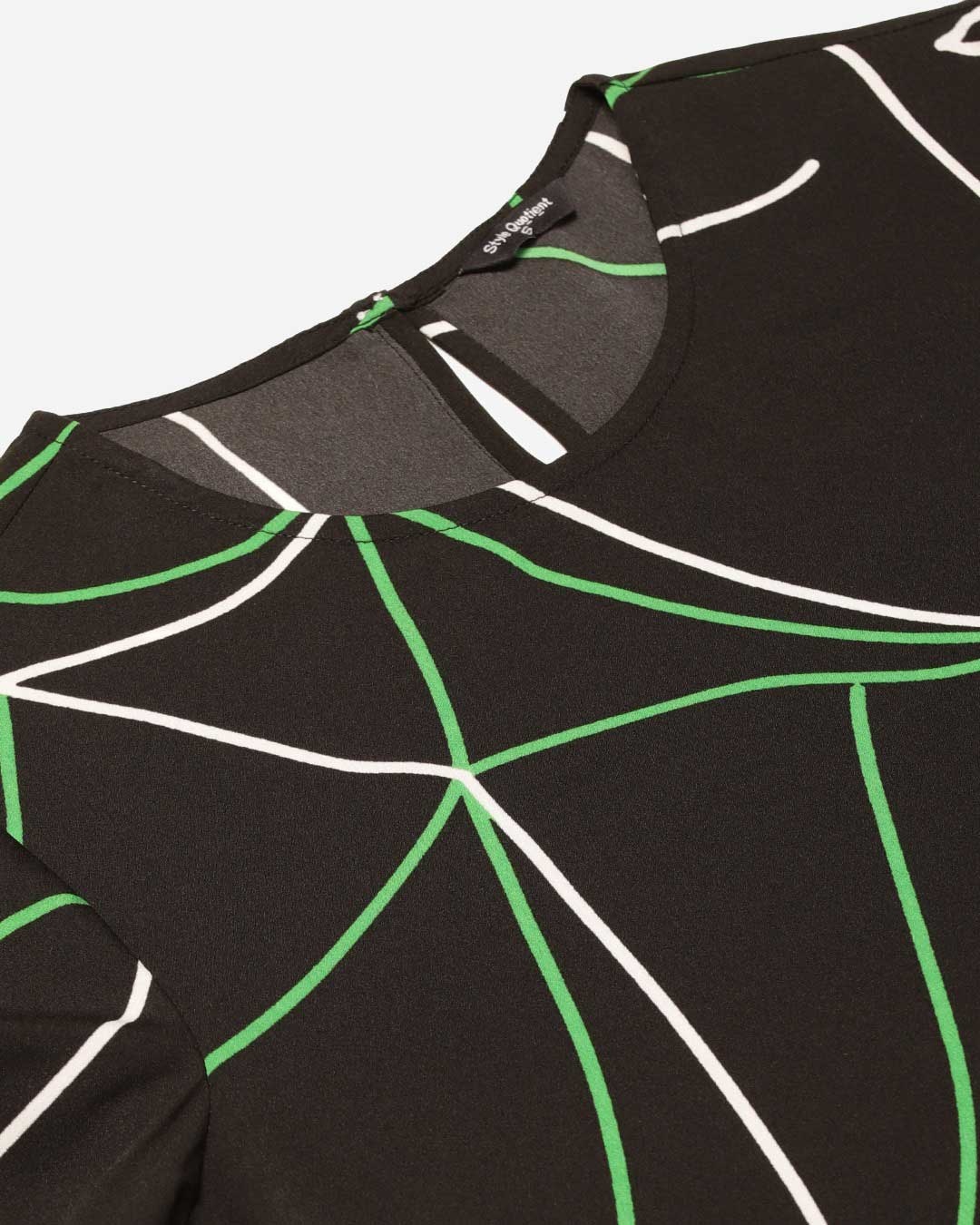 Shop Women Black & Green Abstract Print Regular Top