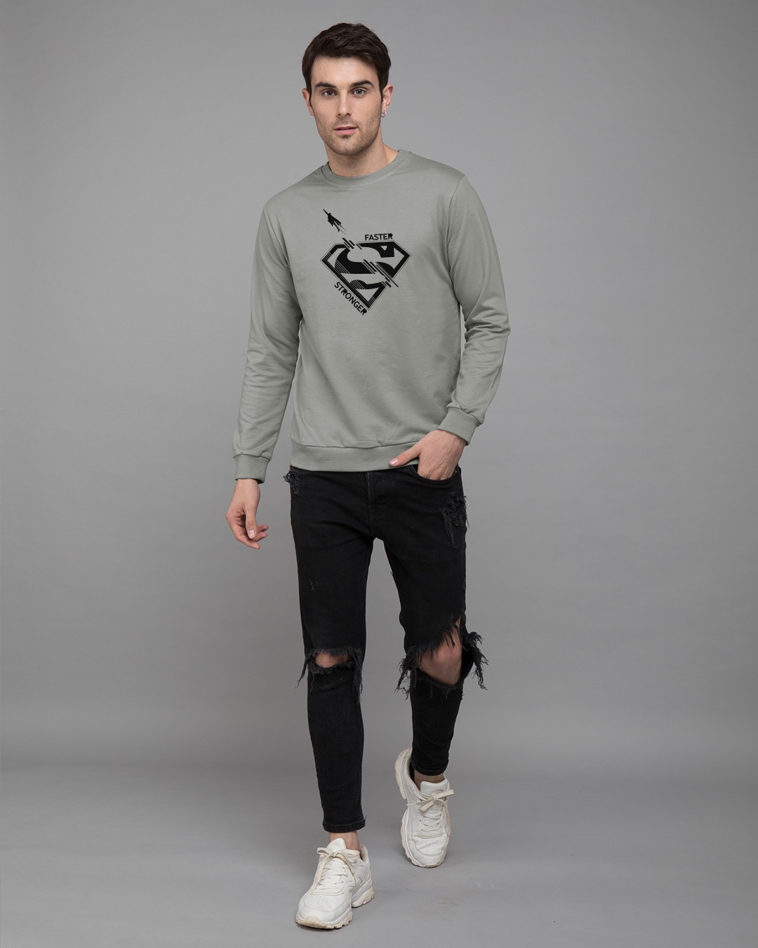 Shop Superman Faster Stronger Fleece Light Sweatshirt (SML)-Design