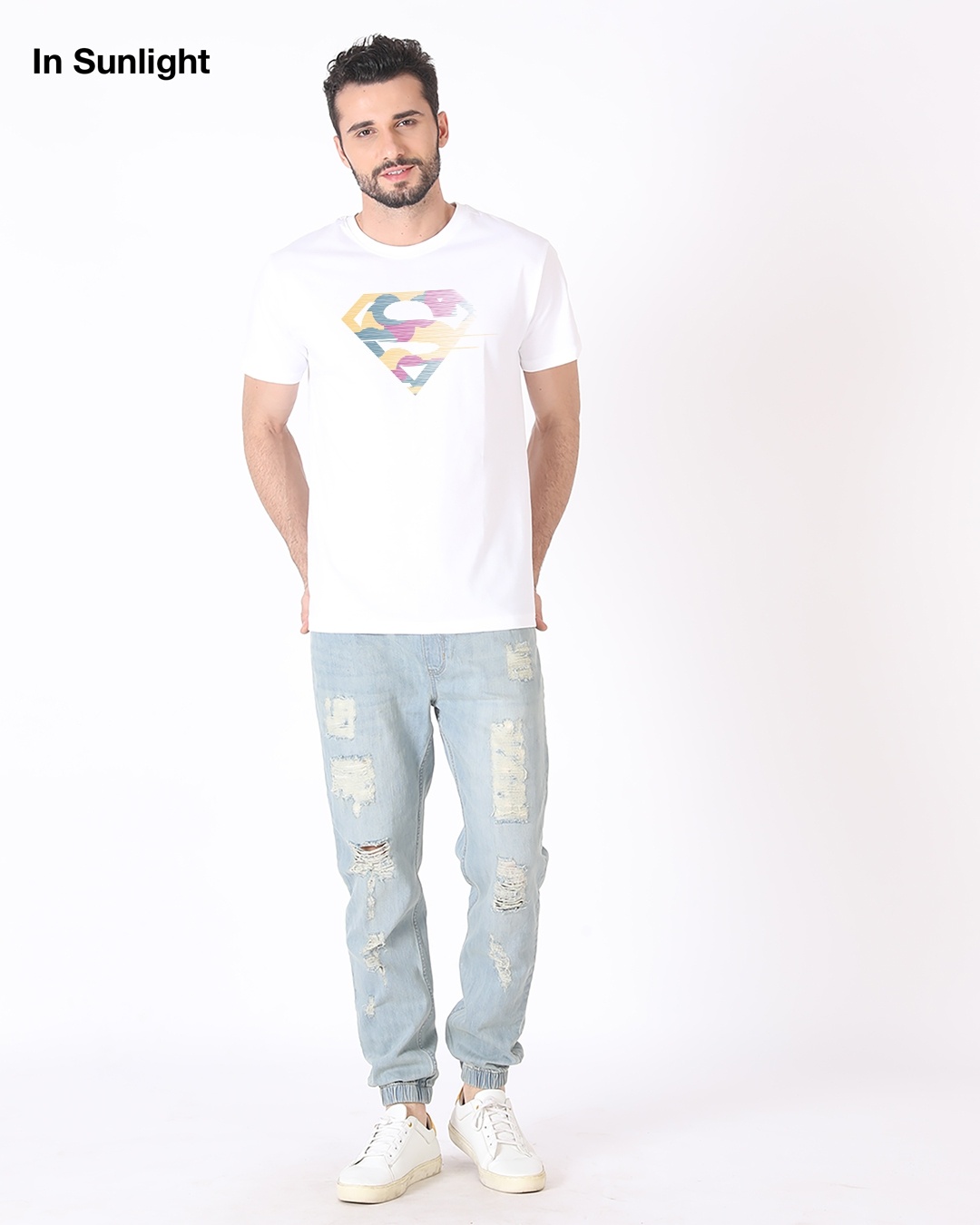 Shop Superman Line Art Sun Active T-Shirt (SL)