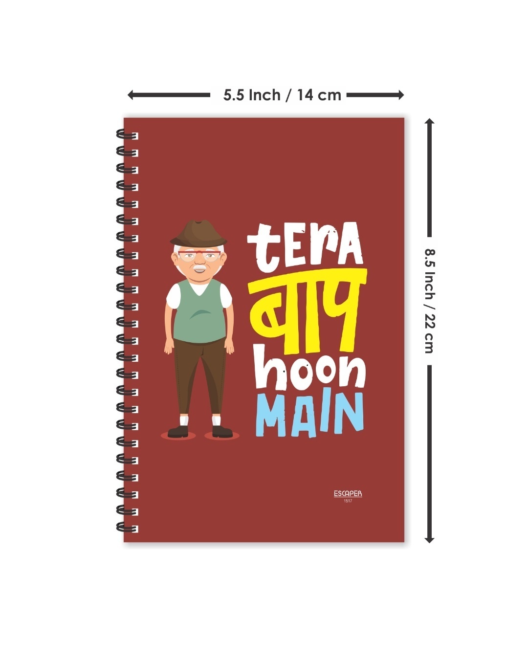 Shop Tera Baap Hoon Main Designer Notebook (Soft Cover, A5 Size, 160 Pages, Ruled Pages)-Full