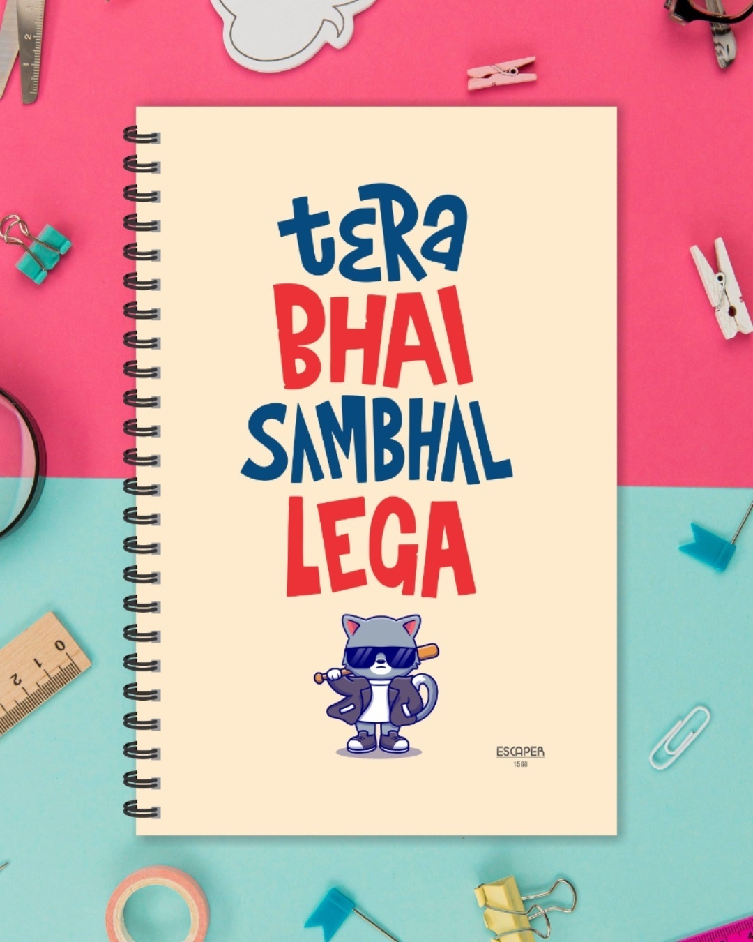 Shop Tera Bhai Sambhal Lega Designer Notebook (Soft Cover, A5 Size, 160 Pages, Ruled Pages)-Front
