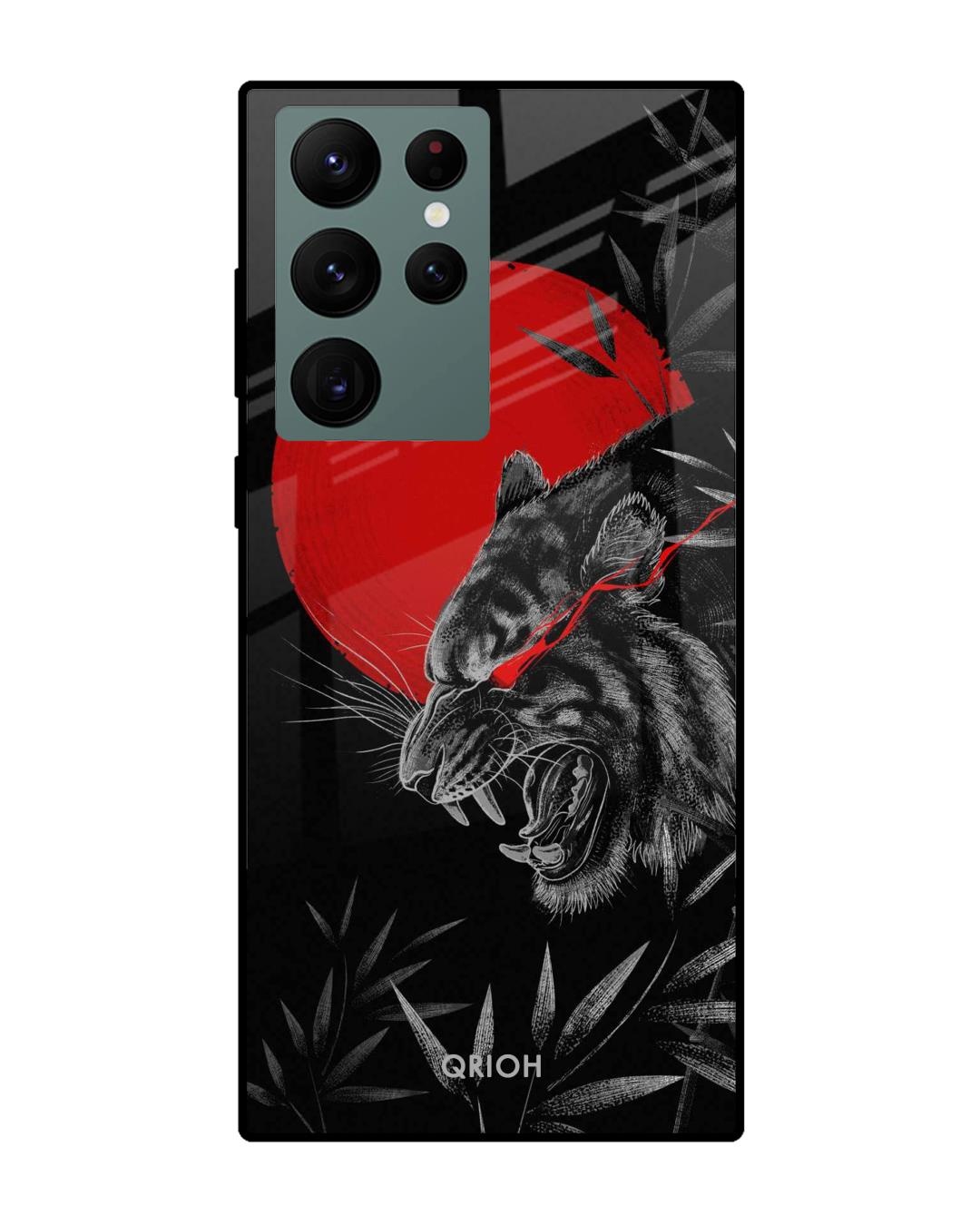 Shop Tiger Printed Premium Glass Cover For  S22 Ultra 5G(Impact Resistant, Matte Finish)-Back