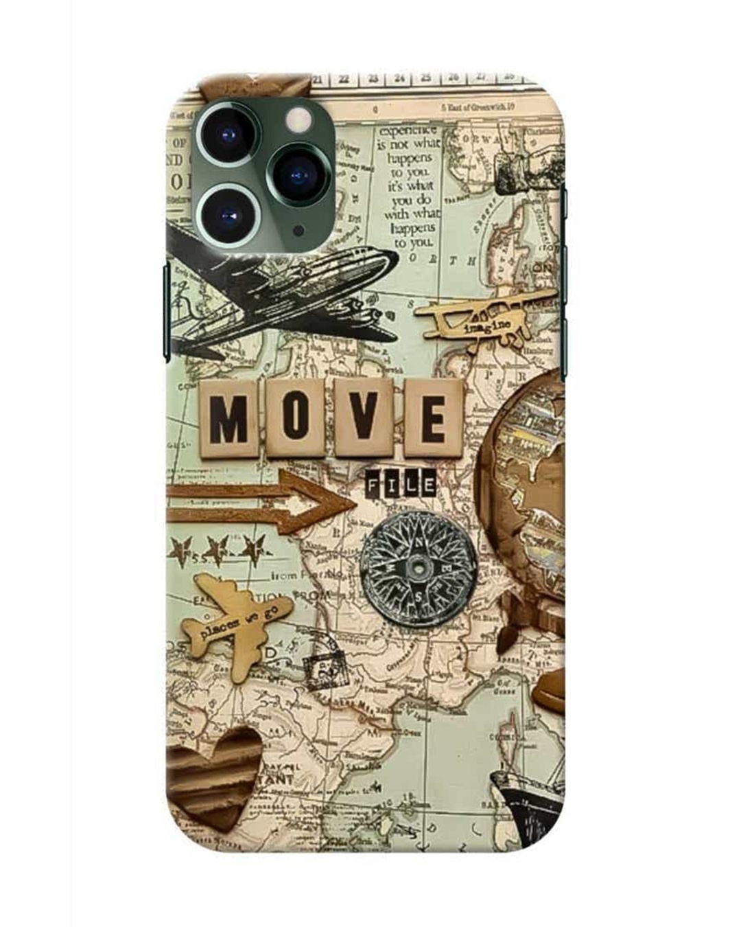 Shop Travel Map Printed Designer Hard Cover For iPhone 11 Pro (Impact Resistant, Matte Finish)-Front