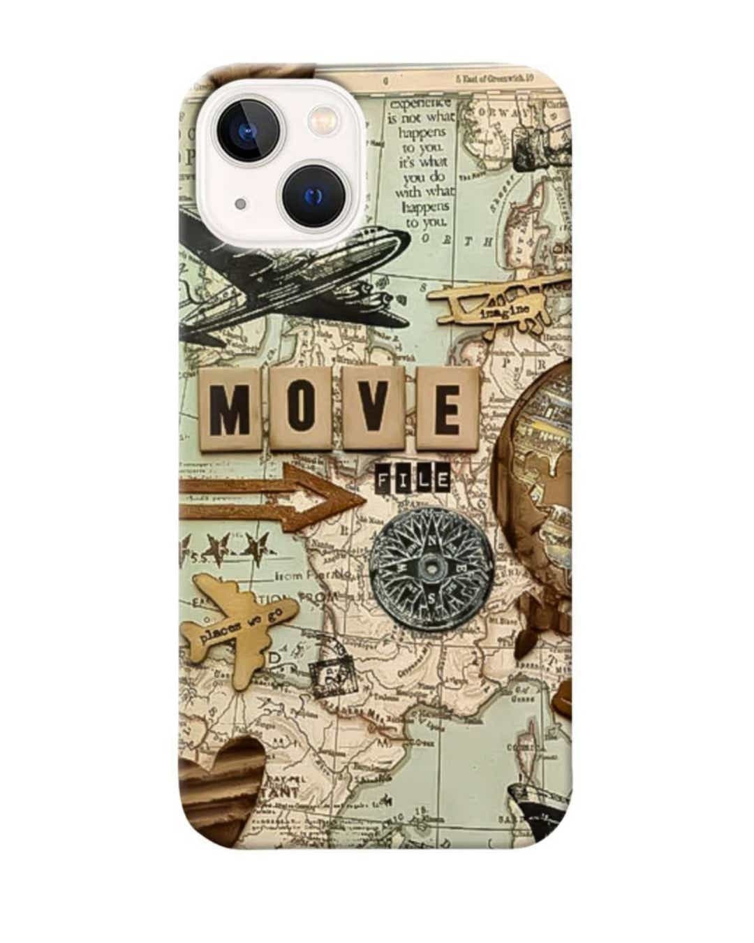 Shop Travel Map Printed Designer Hard Cover For iPhone 13 Mini (Impact Resistant, Matte Finish)-Front