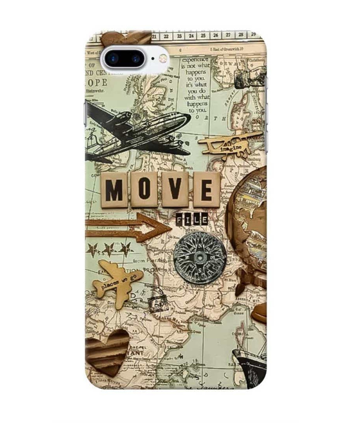 Shop Travel Map Printed Designer Hard Cover For iPhone 7 Plus (Impact Resistant, Matte Finish)-Front
