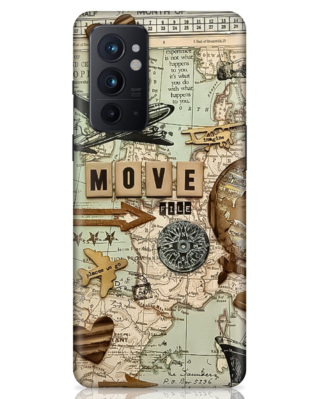 Shop Travel Map Printed Designer Hard Cover For OnePlus 9RT 5G (Impact Resistant, Matte Finish)-Front