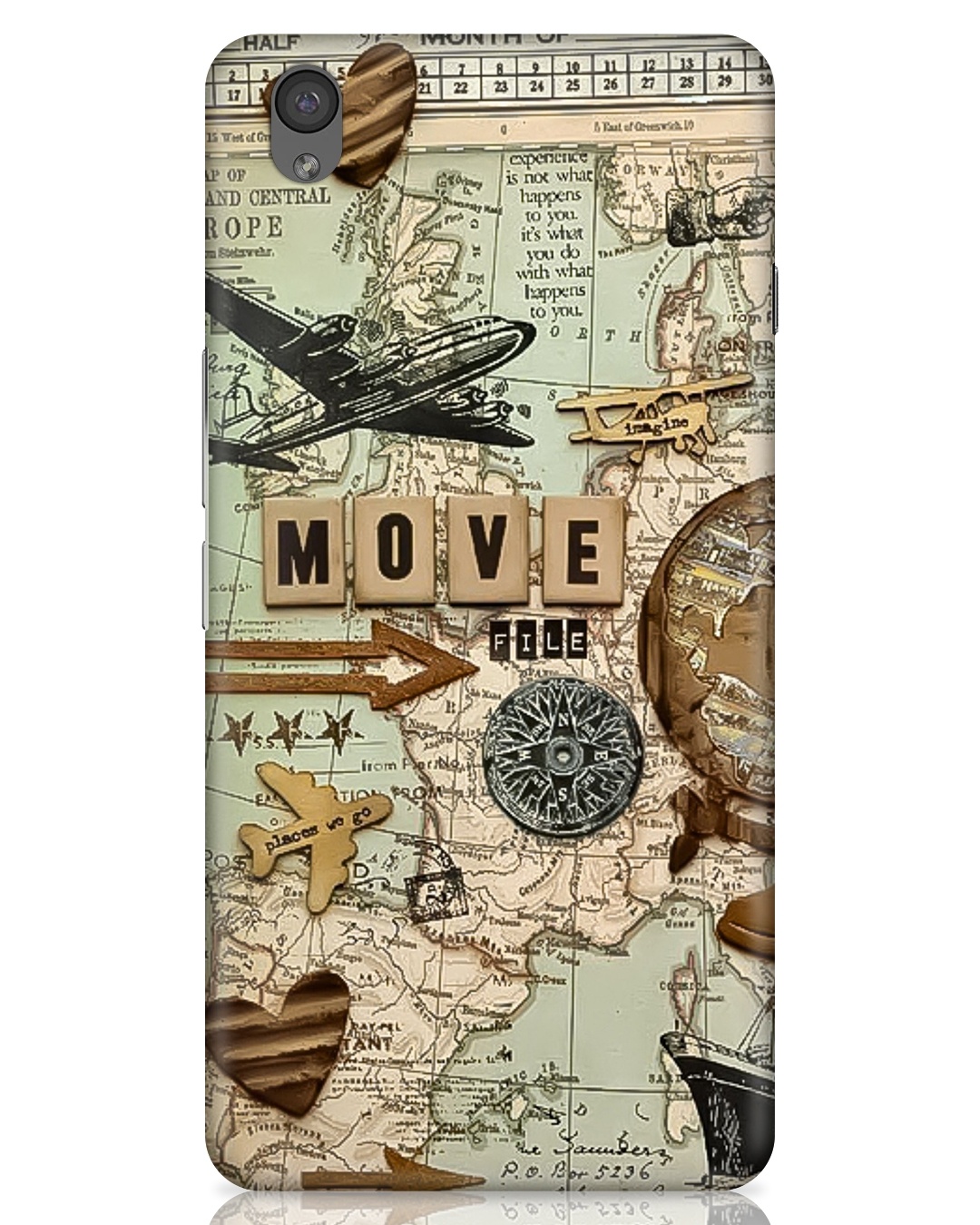 Shop Travel Map Printed Designer Hard Cover For OnePlus X (Impact Resistant, Matte Finish)-Front