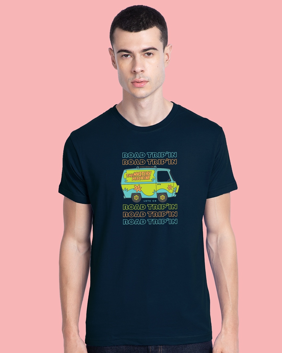 Shop Trip'in mystery machine Half Sleeve T-Shirt Navy Blue-Front