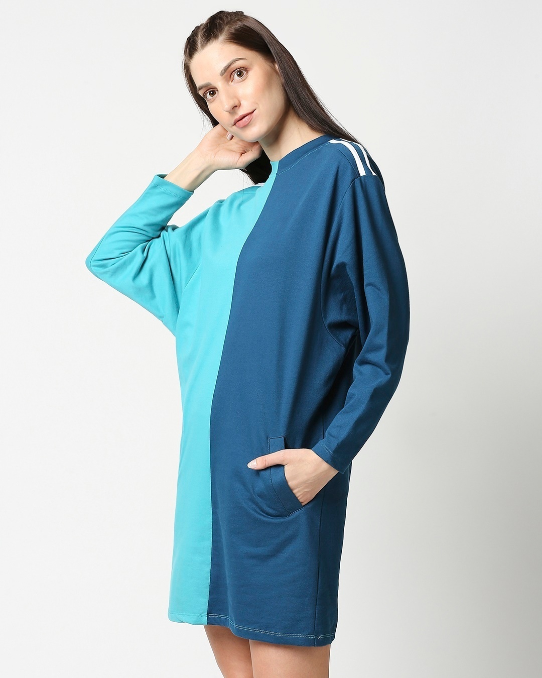 Shop Tropical Blue-Sailor Blue Women Half N Half Dress-Design