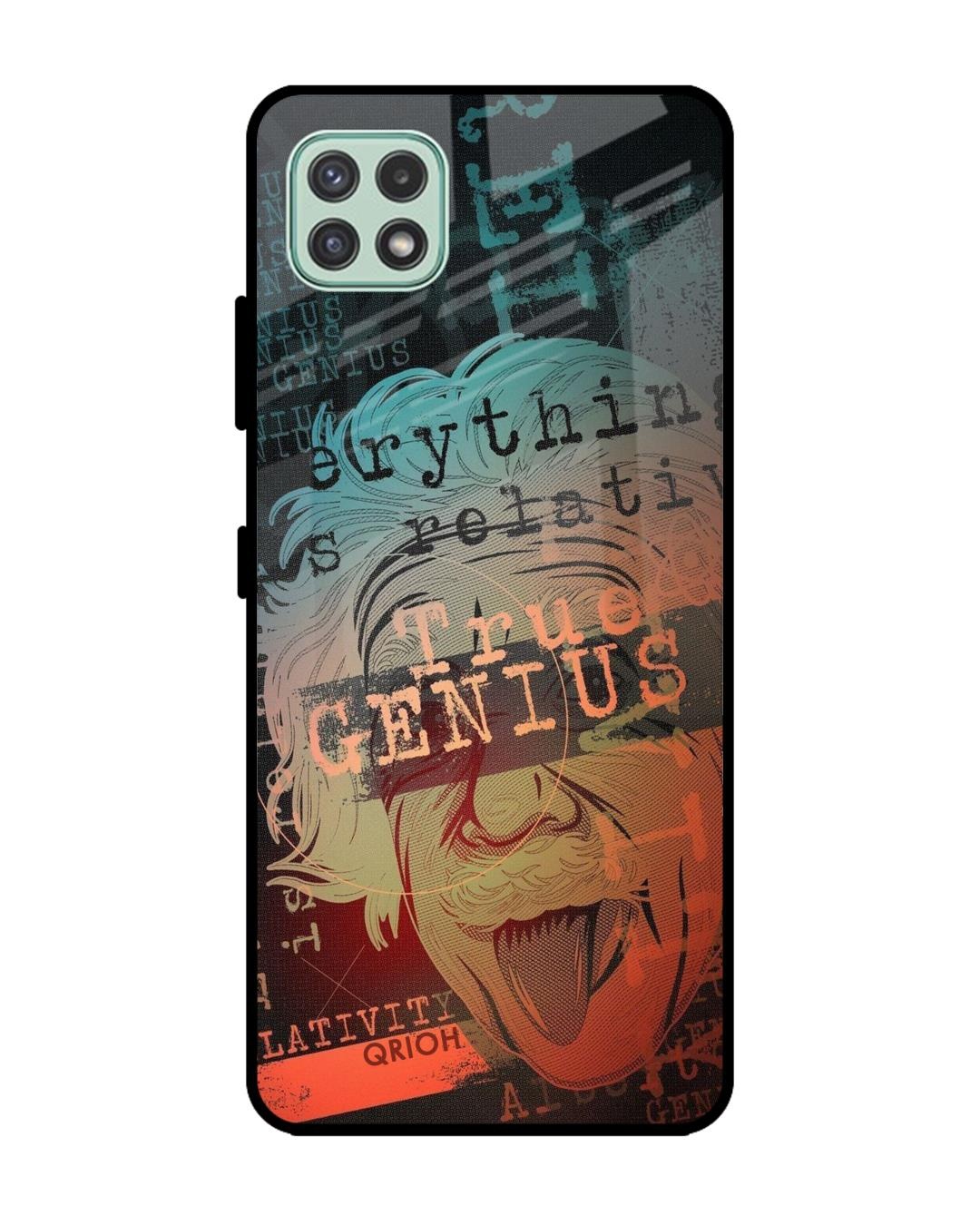 Shop True Genius Typography Premium Glass Cover For  A22 5G(Impact Resistant, Matte Finish)-Front