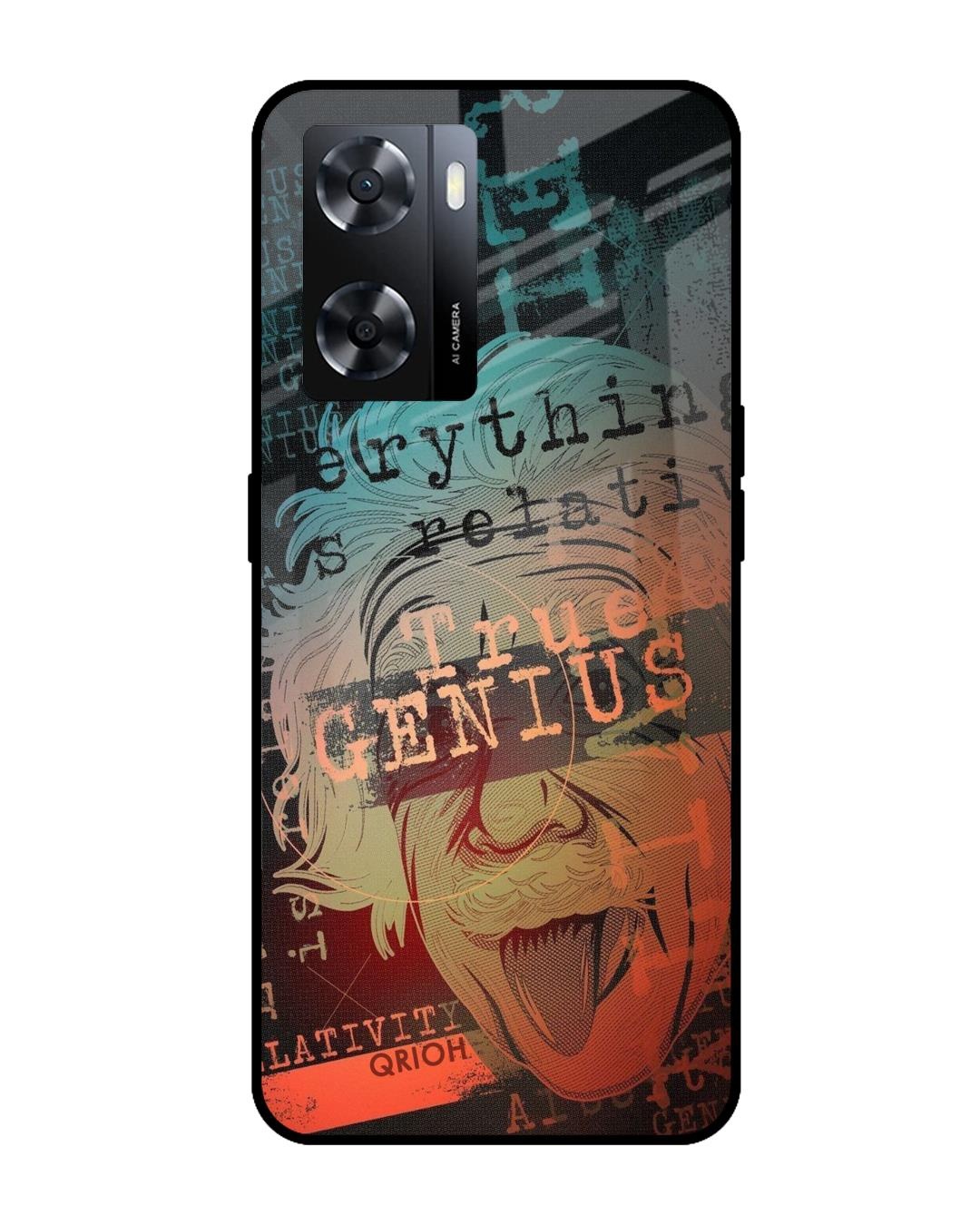 Shop True Genius Typography Premium Glass Cover for Oppo A57 4G (Shock Proof, Scratch Resistant)-Front